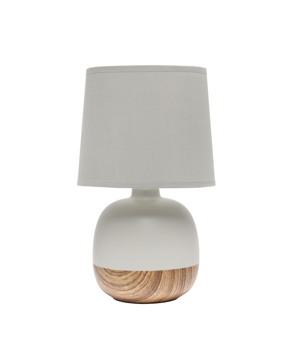 Simple Designs Petite Mid Century Table Lamp In Light Wood With Light Gray