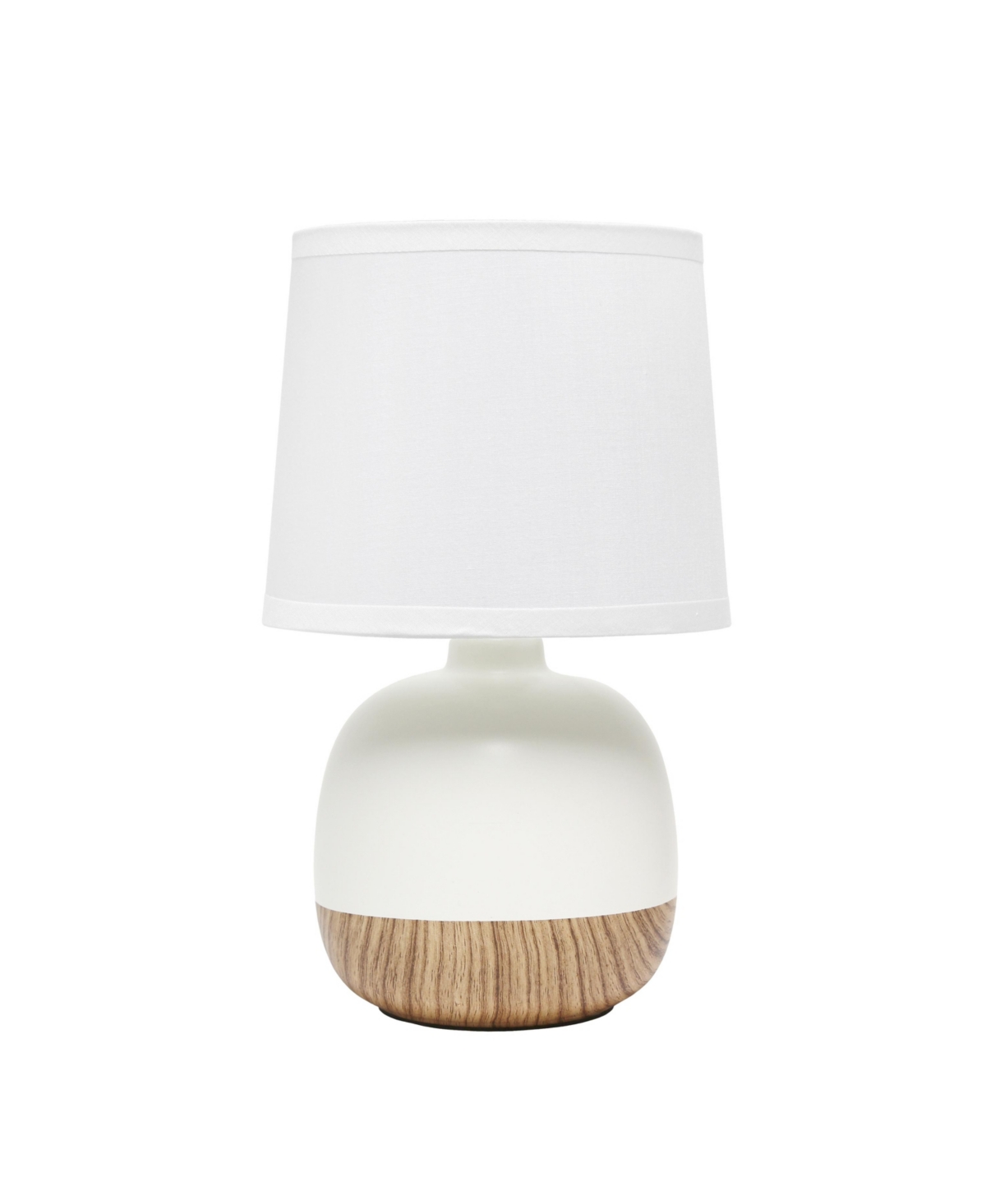Simple Designs Petite Mid Century Table Lamp In Light Wood With Off White