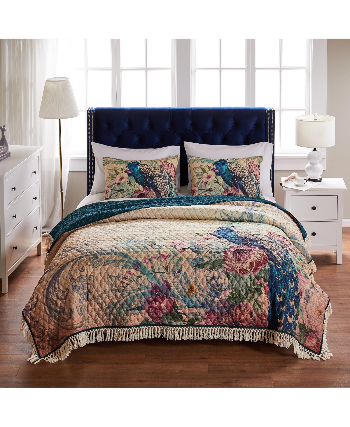 Greenland Home Fashions Eden Peacock 3-Pc. Quilt Set