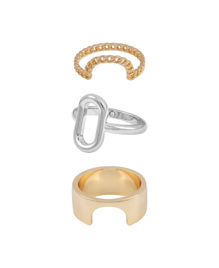Vince Camuto Gold-Tone and Silver-Tone Stack Ring Set, 3 Piece