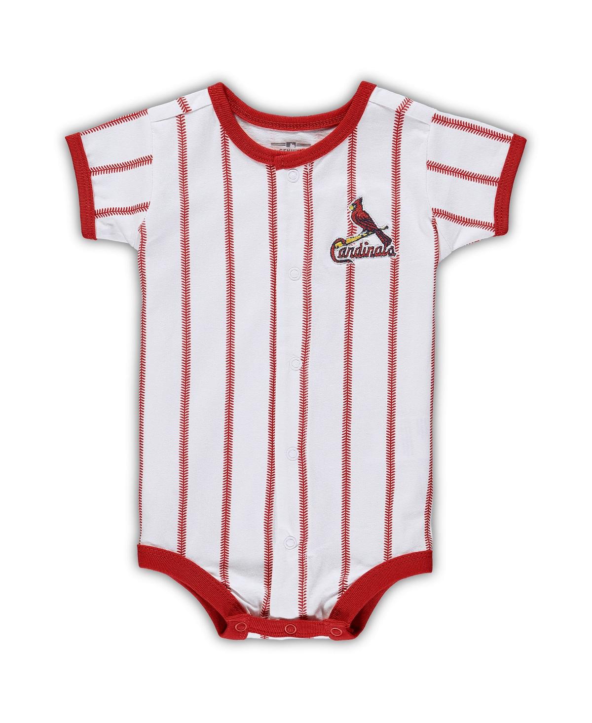 Outerstuff Kids' Newborn Boys And Girls White, Red St. Louis Cardinals Power Hitter Short Sleeve Bodysuit In White,red