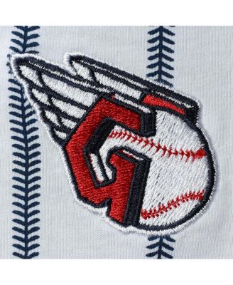 Newborn Boys and Girls White, Navy Cleveland Guardians Power Hitter Short Sleeve Bodysuit