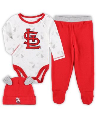 Newborn and Infant Boys and Girls Red, White St. Louis Cardinals Dream Team Bodysuit Hat and Footed Pants Set