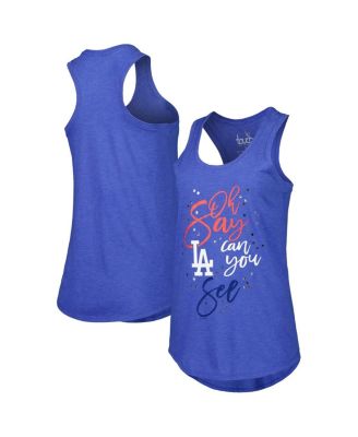 Women's Royal Los Angeles Dodgers Americana Tri-Blend Racerback Tank Top