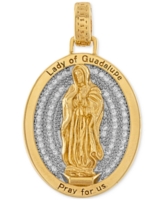 Esquire Men's Jewelry Cubic Zirconia Our Lady of Guadalupe Amulet Pendant in Sterling Silver & 14k Gold-Plate, Created for Macy