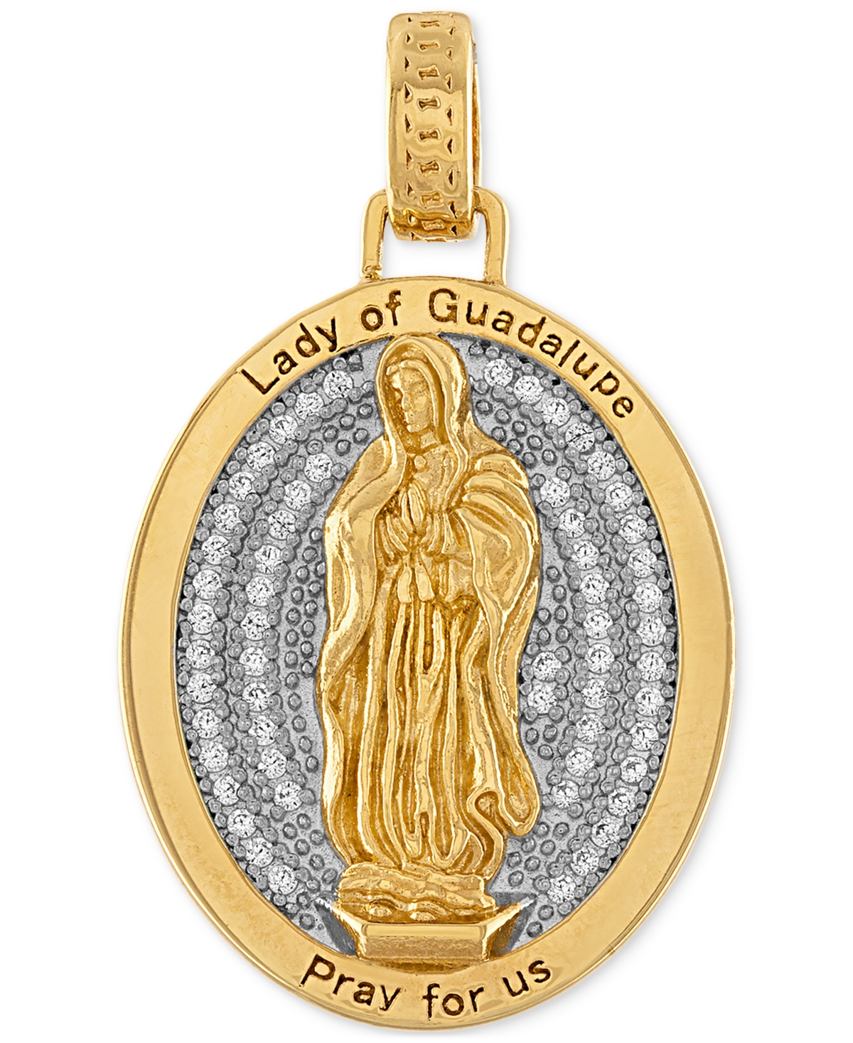 Cubic Zirconia Our Lady of Guadalupe Amulet Pendant in Sterling Silver & 14k Gold-Plate, Created for Macy's - Gold Over Silver