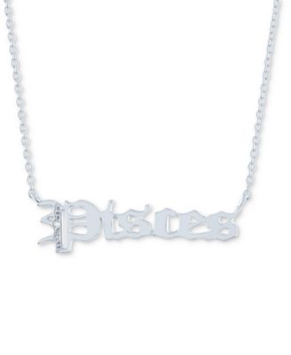 Diamond Accent Zodiac Name 18" Pendant Necklace in Sterling Silver or 14k Gold-Plated Sterling Silver