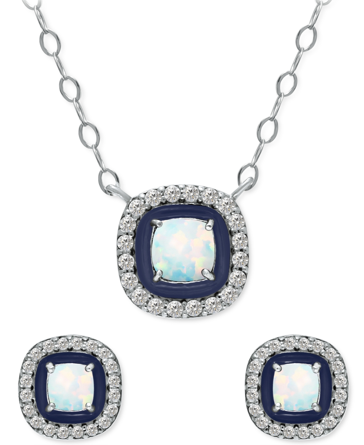 Giani Bernini 2-Pc. Set Blue Topaz (1/2 ct. t.w.), Cubic Zirconia & Enamel Pendant Necklace & Matching Stud Earrings (Also in Lab-Grown Green Qu