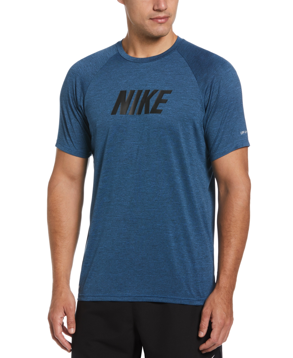 Nike Men's Logo-graphic Heather Short-sleeve Hydroguard Water Shirt In ...