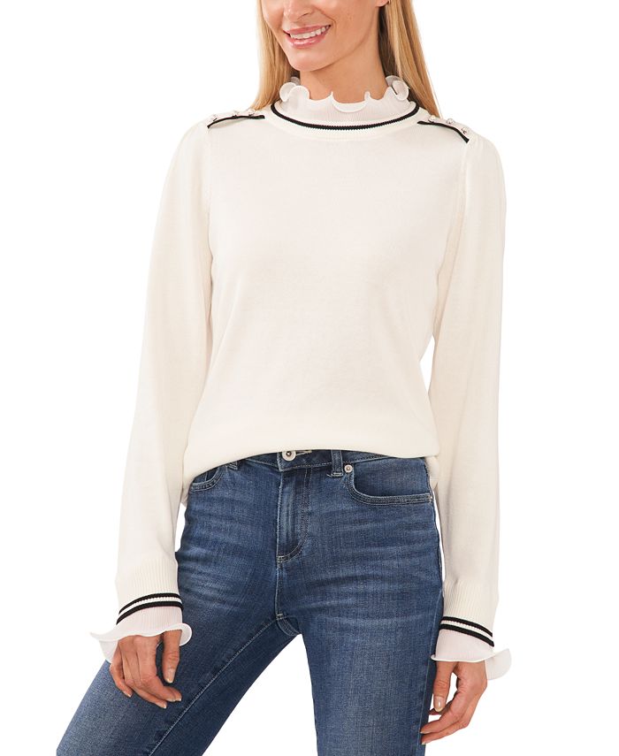 Embellished neck outlet sweater