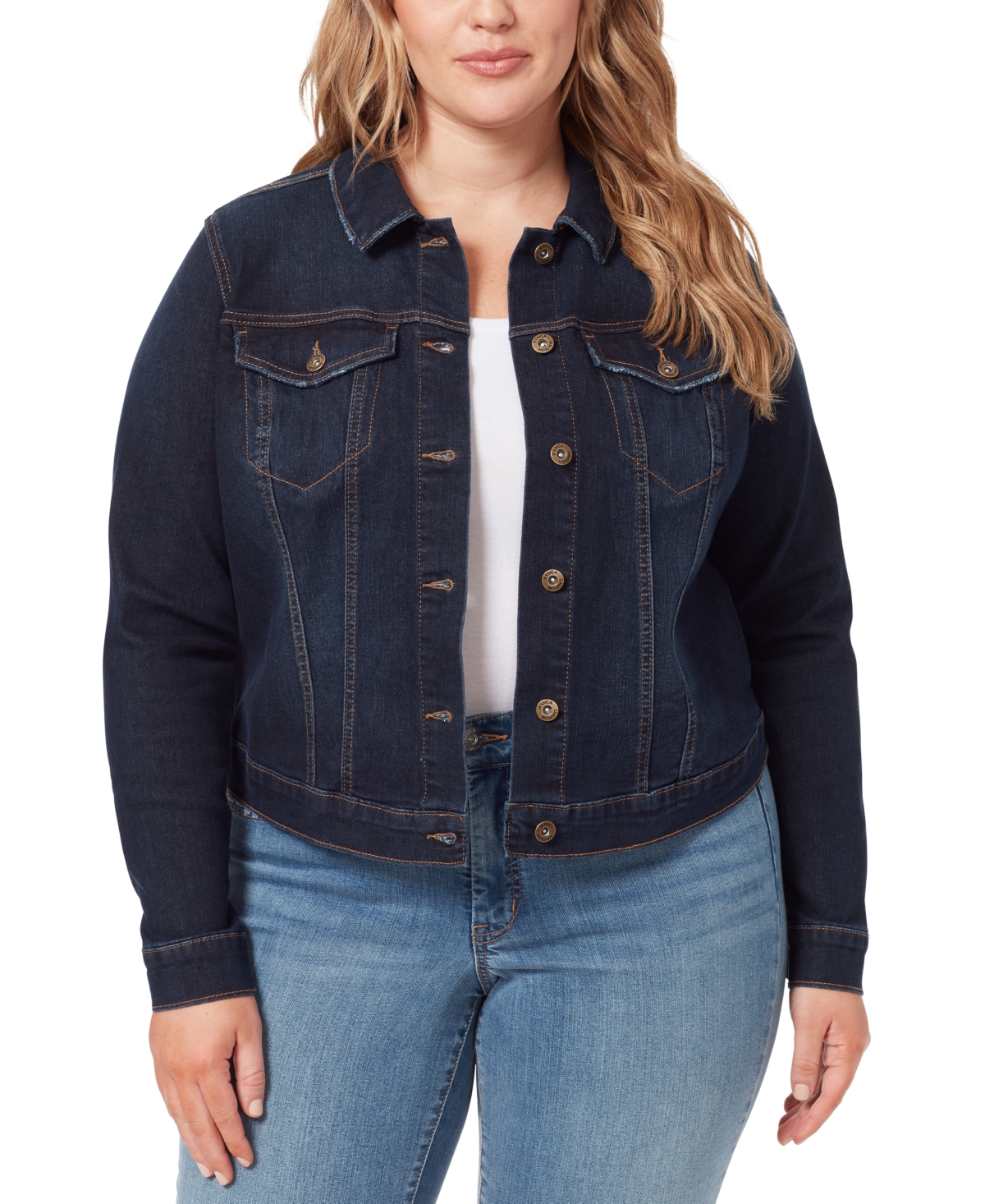 Jessica Simpson Trendy Plus Size Pixie Long Sleeve Denim Jacket