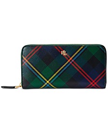 Plaid Crosshatch Leather Continental Wallet