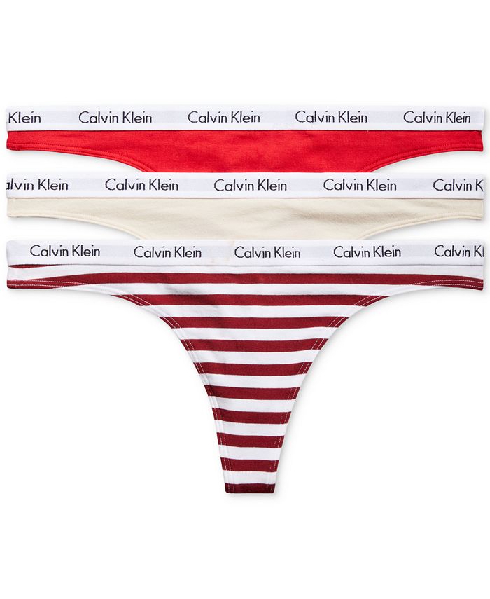 Calvin Klein Underwear Women's Carousel 3 Pack Thong, Black, Small