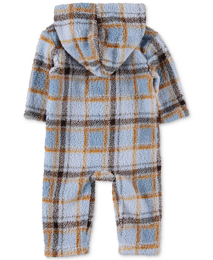 Chickpea Baby Boys Sherpa Plaid Zip Front Hooded Coverall Macy's
