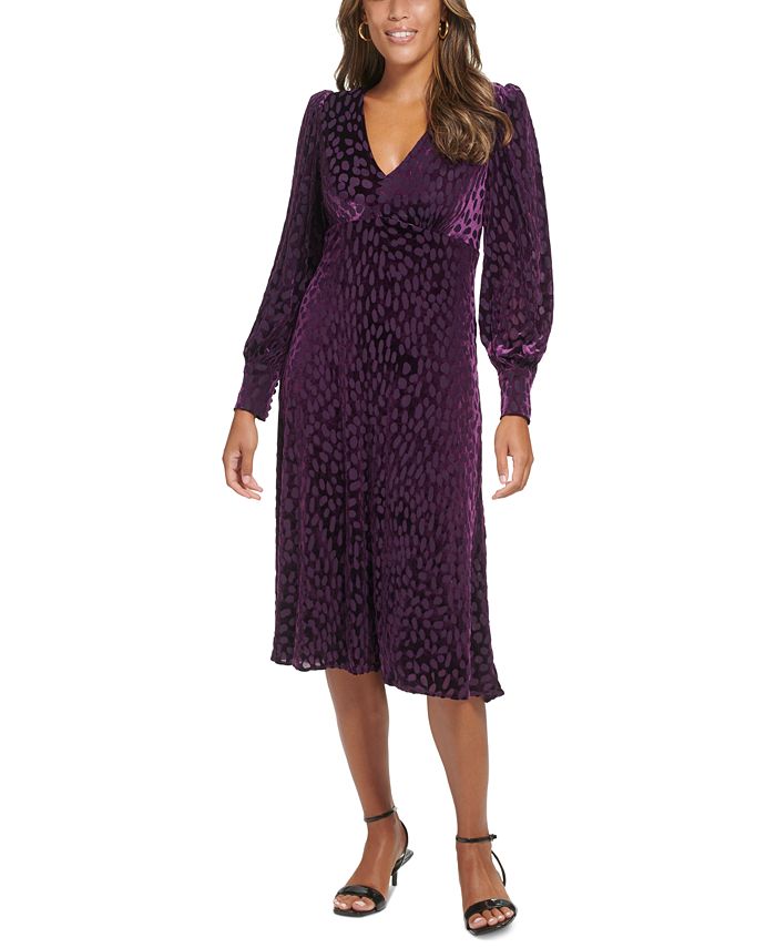 Descubrir 59+ imagen calvin klein purple velvet dress