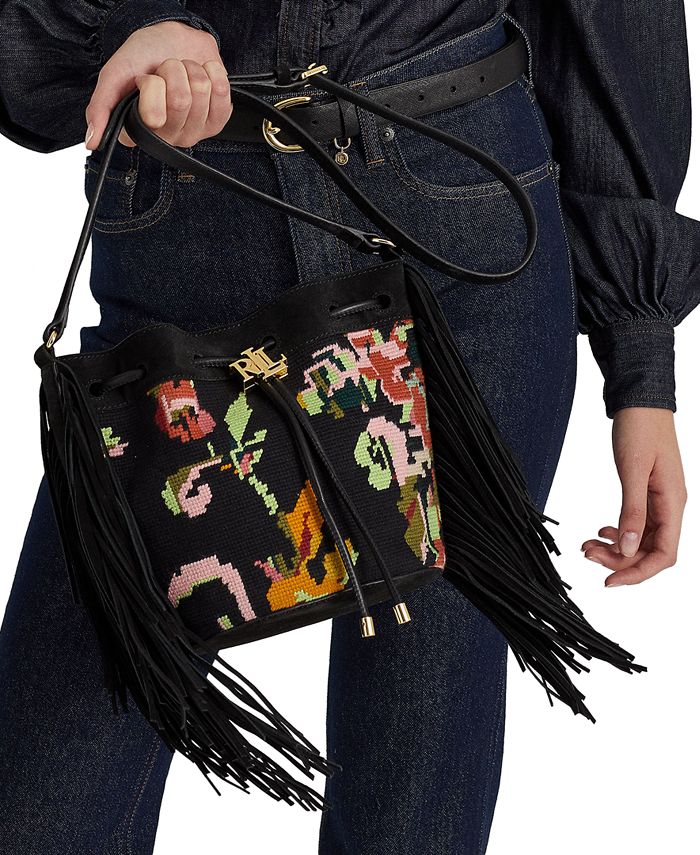 Lauren Ralph Lauren Needlepoint Medium Andie Drawstring Bag Macy's