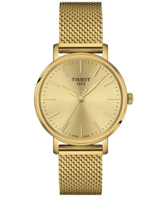 Tissot Women s Swiss Everytime Gold PVD Stainless Steel Mesh