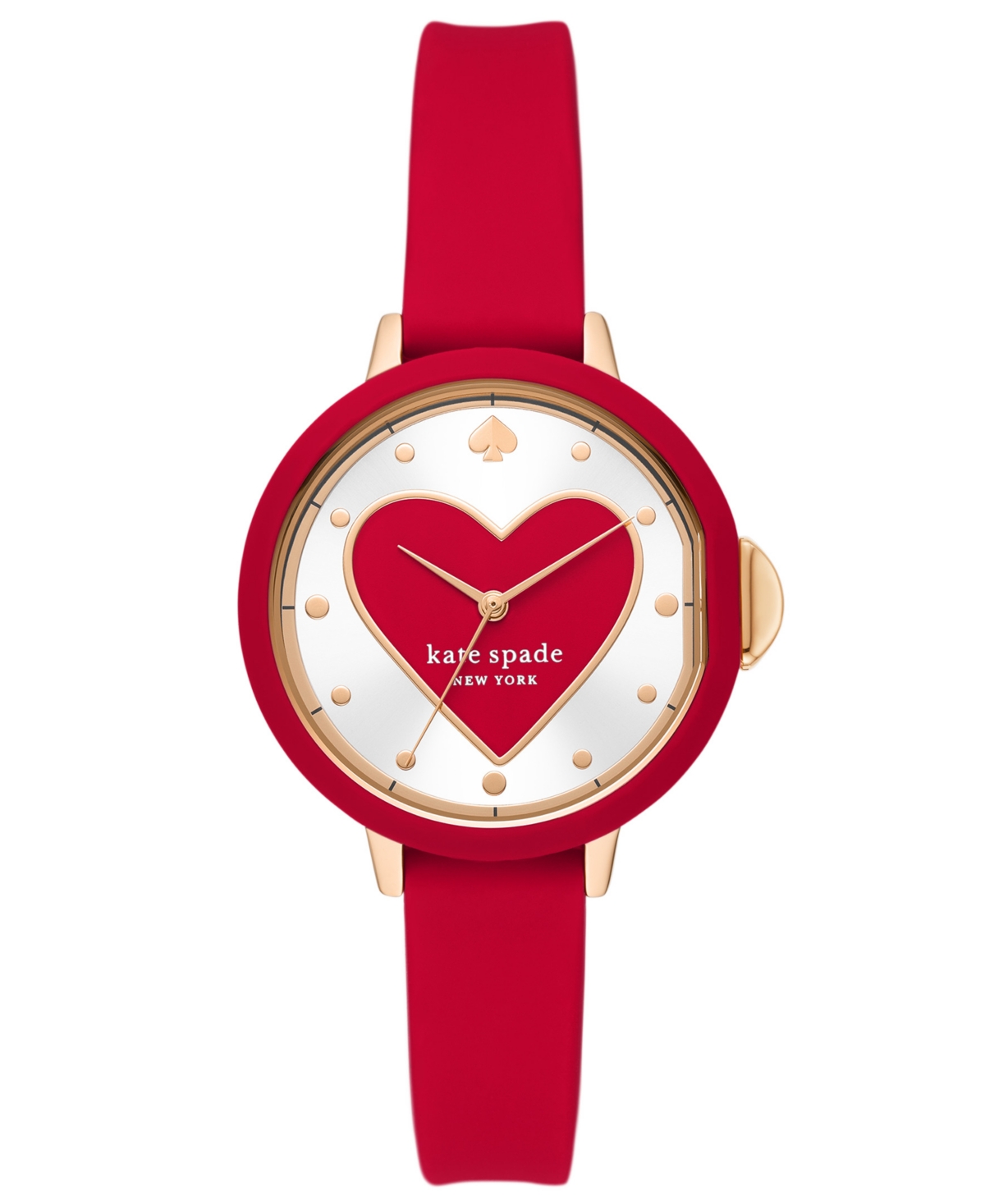 Kate Spade Women's Park Row Three-Hand Red Silicone Strap Watch 34mm