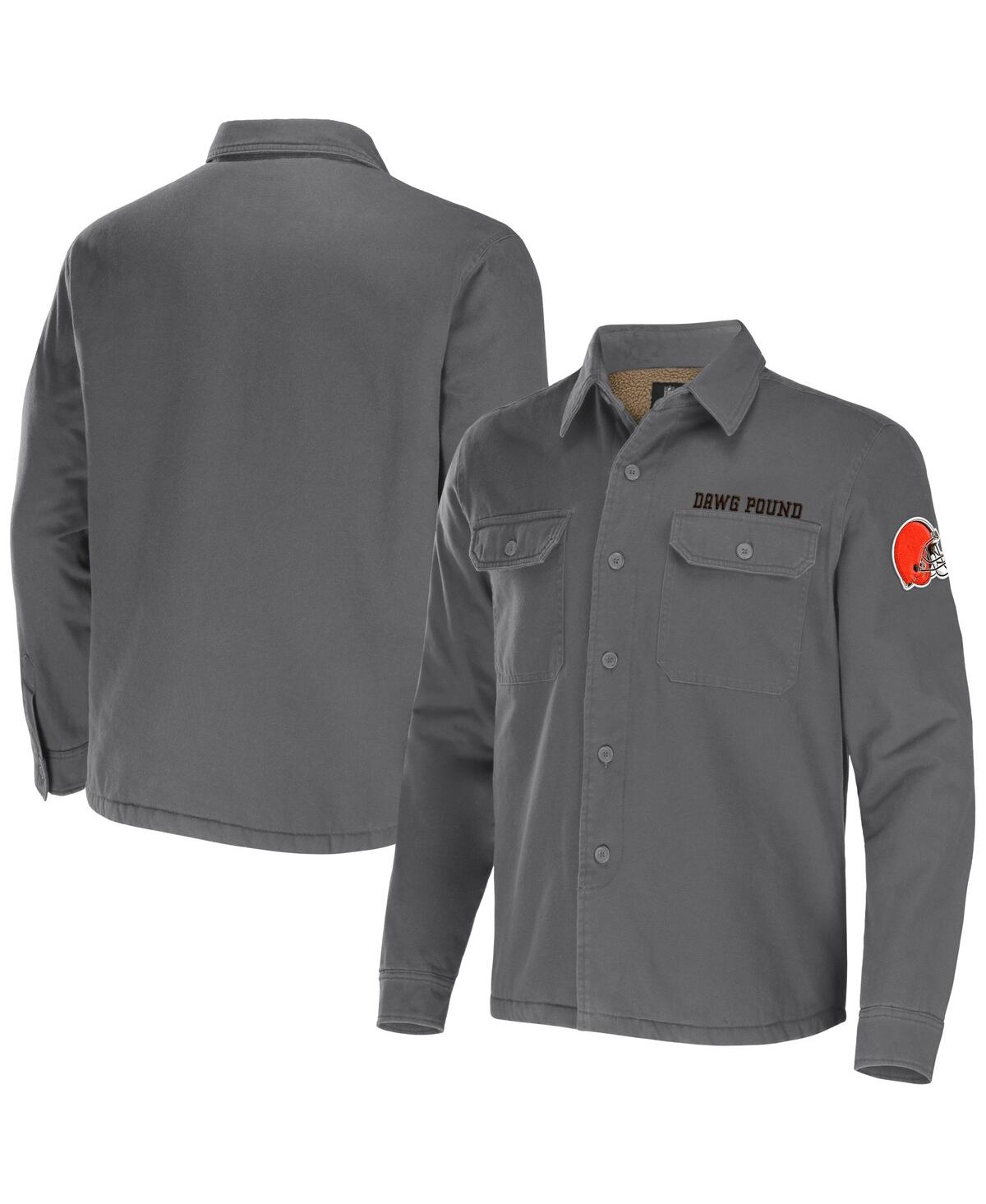 Fanatics Men's Nfl X Darius Rucker Collection By  Gray Cleveland Browns Canvas Button-up Shirt Jacket