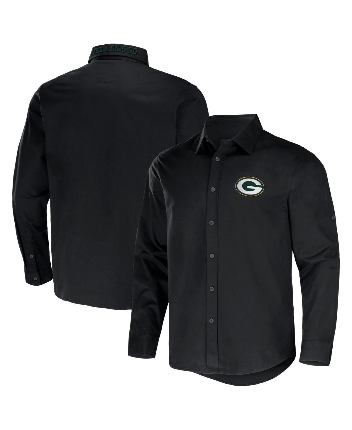 Shop Fanatics Men's Nfl X Darius Rucker Collection By  Black Green Bay Packers Convertible Twill Long Slee