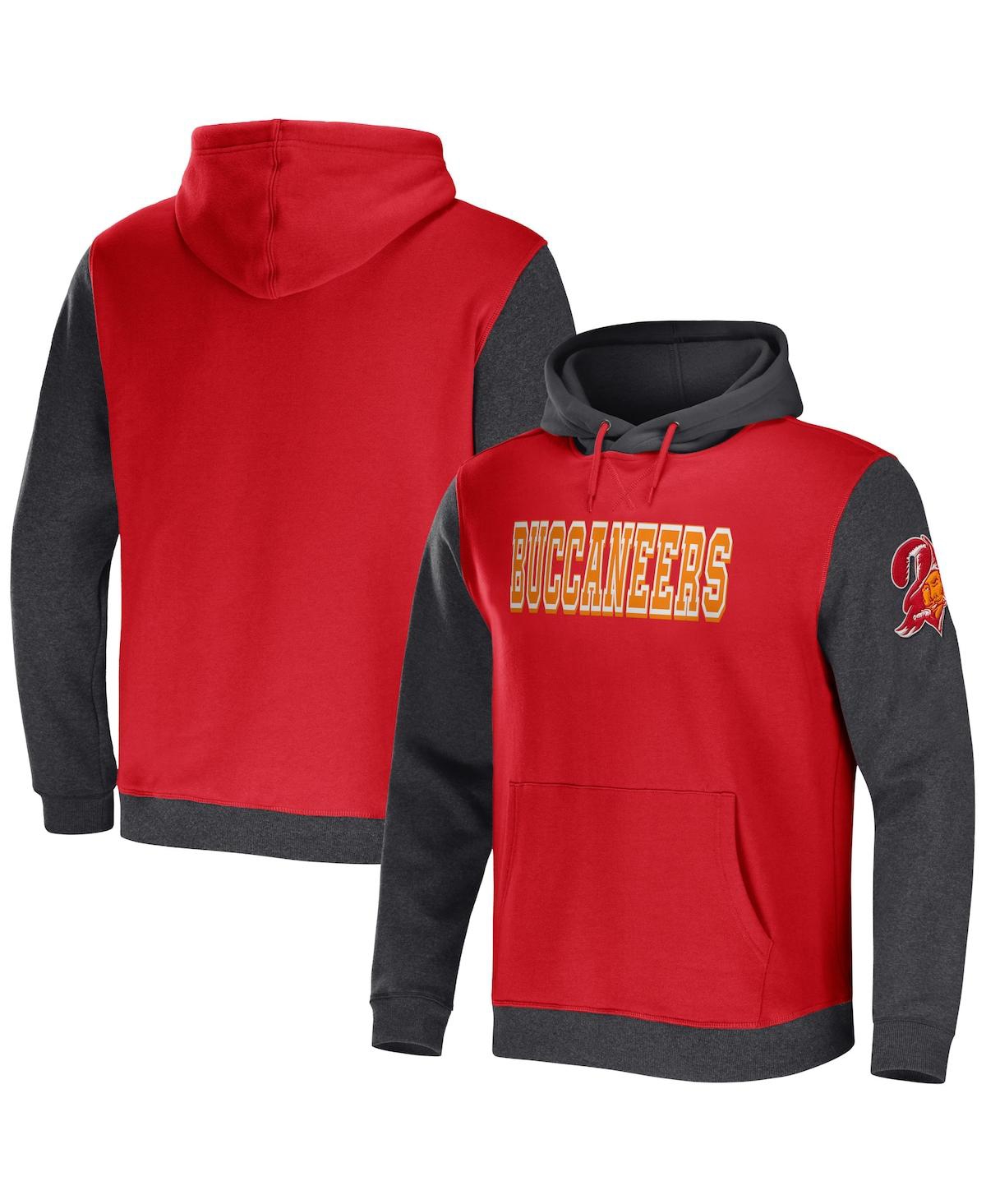 Men's Nfl x Darius Rucker Collection by Fanatics Red, Charcoal Tampa Bay Buccaneers Colorblock Pullover Hoodie - Red, Charcoal
