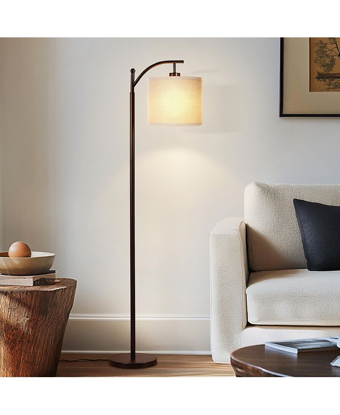 Brightech Montage LED Standing Floor Lamp with Arc Hanging Drum Shade