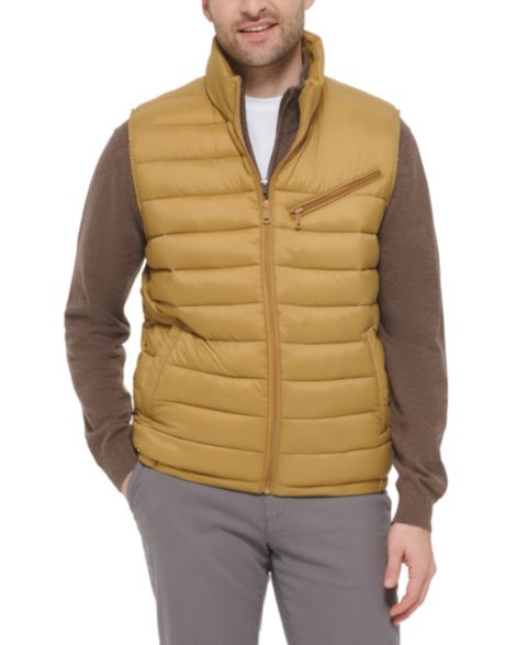 Мужской жилет Cole Haan Zip-Front Puffer, цвет: Песочный