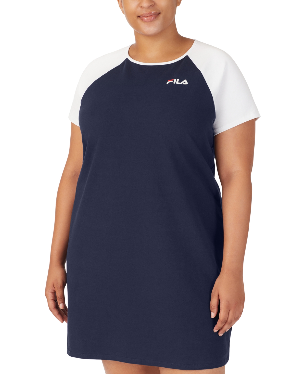Fila Plus Size Kyra Logo Colorblocked Short-Sleeve Jersey Dress