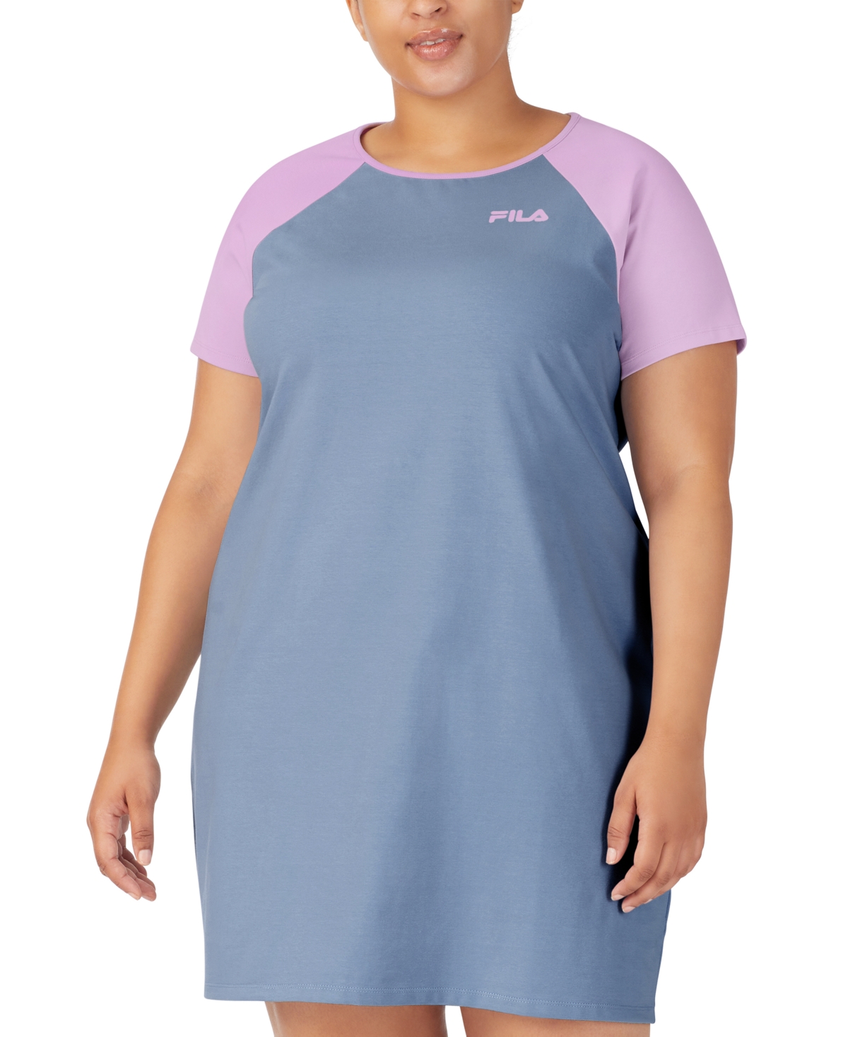 Fila Plus Size Kyra Logo Colorblocked Short Sleeve Jersey Dress Smart Closet