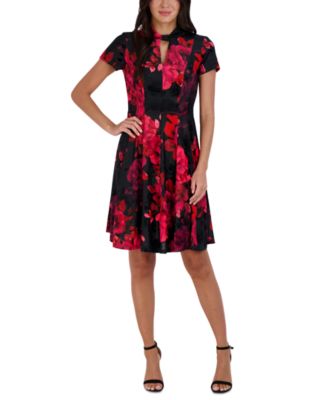 Robbie Bee Women's Floral-Print Short-Sleeve Dress - Macy's