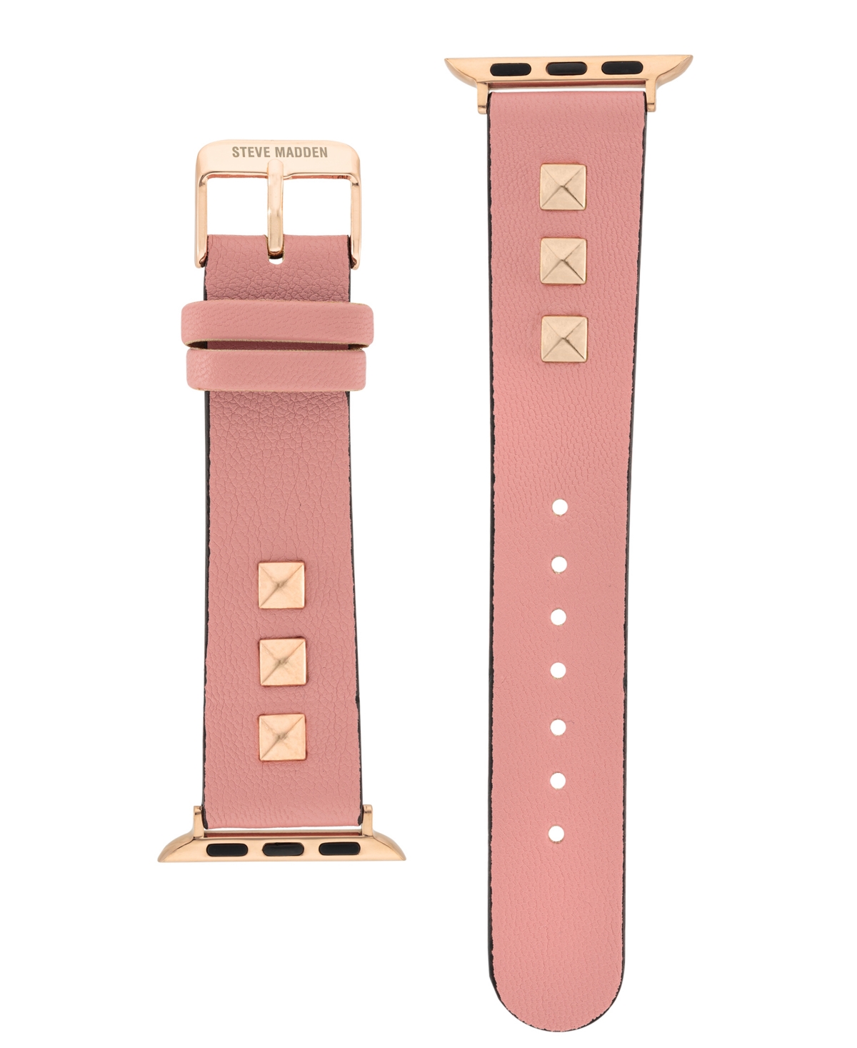 Women's Pink Faux Leather Stud Accented Band Compatible with 42/44/45/Ultra/Ultra 2 Apple Watch - Pink, Rose Gold-Tone