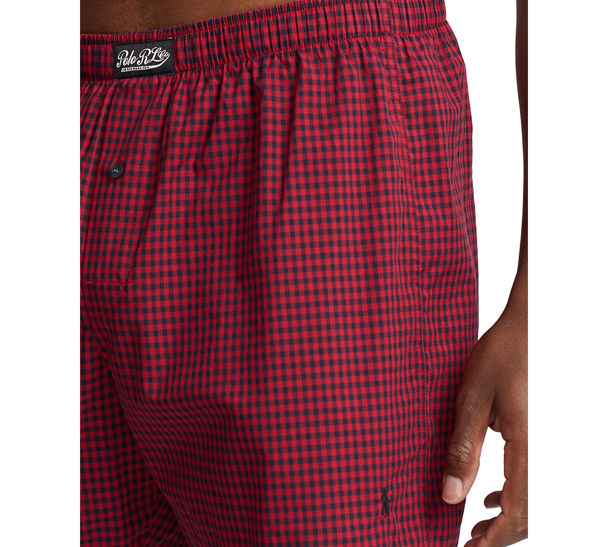 Shop Polo Ralph Lauren Men's Plaid Single-button Fly Boxers In Pink Mini Gingham