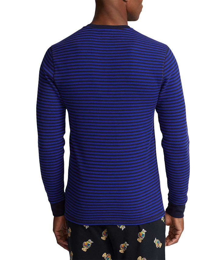 Ralph Lauren POLO RALPH LAUREN SLEEPWEAR Thermal Long T-Shirt, Honeycomb, Men's Size M cotton navy blue type Vintage Second Hand