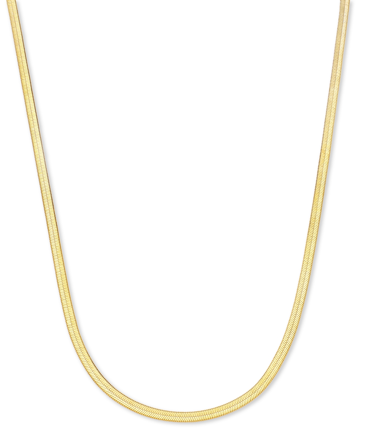 18k Gold-Plated Stainless Steel Herringbone Chain 17-3/4" Collar Necklace - Gold