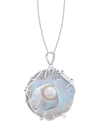 Macy's - Cultured Blister Pearl (40mm) 18" Pendant Necklace in Sterling Silver