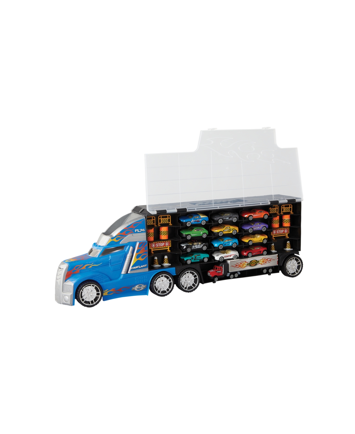 Fast Lane Truck Carry Case With 12 Diecast Vehicles And 14 Accessories, Created For You By Toys R Us In Multi