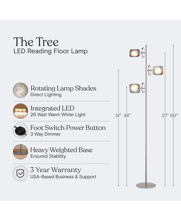 Brightech Tree LED Modern Decor Floor Lamp with Adjustable Heads ...