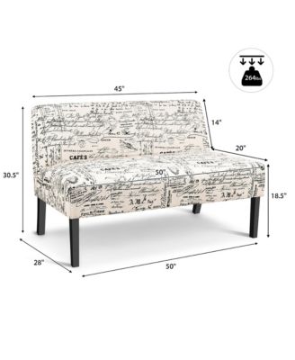 Armless Loveseat Sofa Fabric Settee Bench Bed Chair