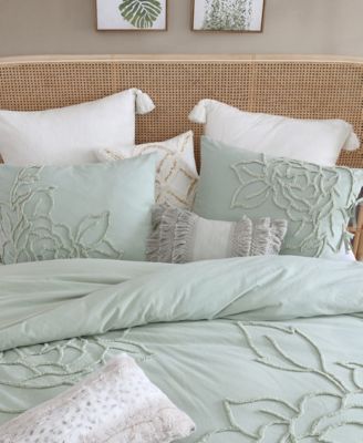 Chenille Rose Green 3 Piece Comforter Set, Full/Queen