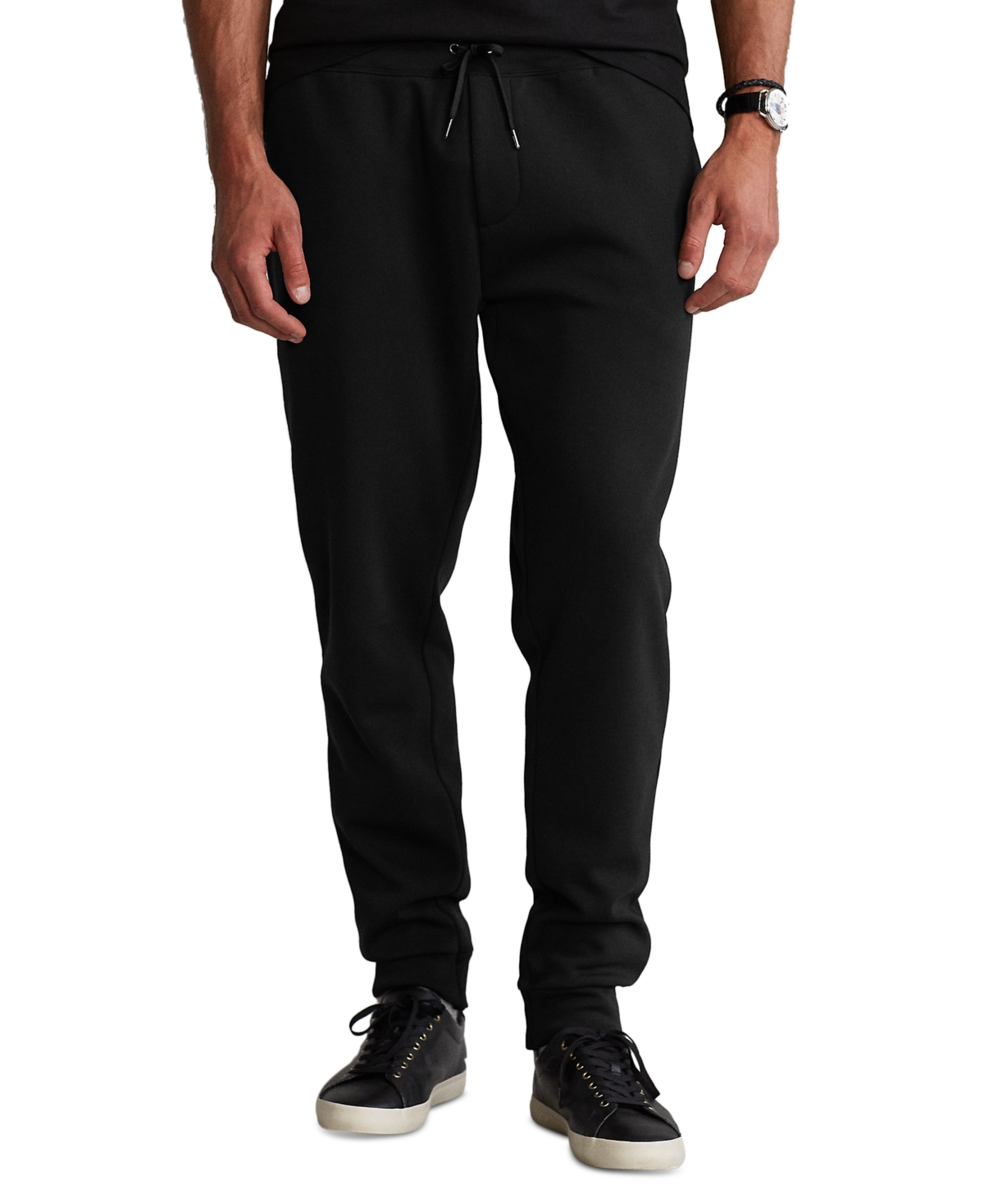 Shop Polo Ralph Lauren Men's Big & Tall Double-knit Jogger Pants In Black