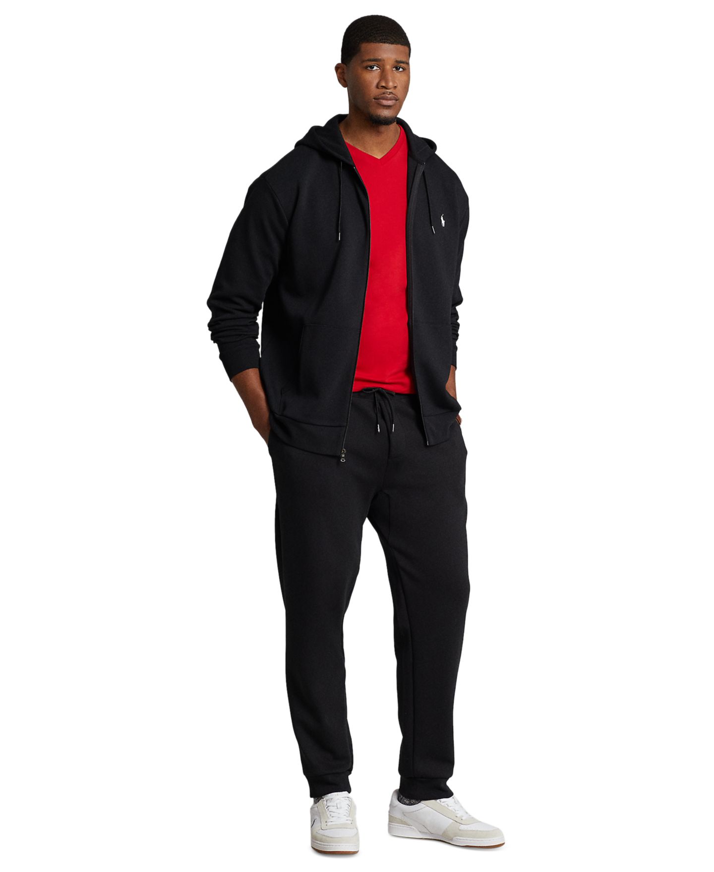 Мужское худи Polo Ralph Lauren Big & Tall Double-Knit Full-Zip, цвет: Чёрный — фото 2