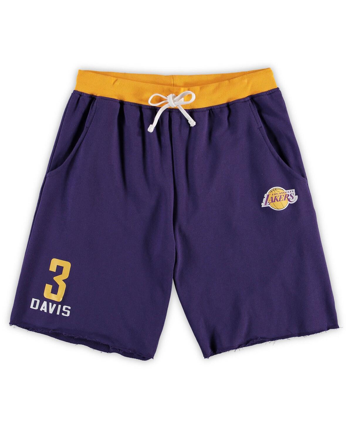 Men's Majestic Anthony Davis Purple Los Angeles Lakers Big and Tall French Terry Name and Number Shorts - Purple