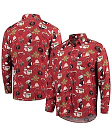 Men's Red Miami Heat Floral Winter Explosion Long Sleeve Button-Up Shirt