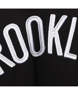 Men's Black and White Brooklyn Nets Big and Tall Double Contrast Pullover Hoodie