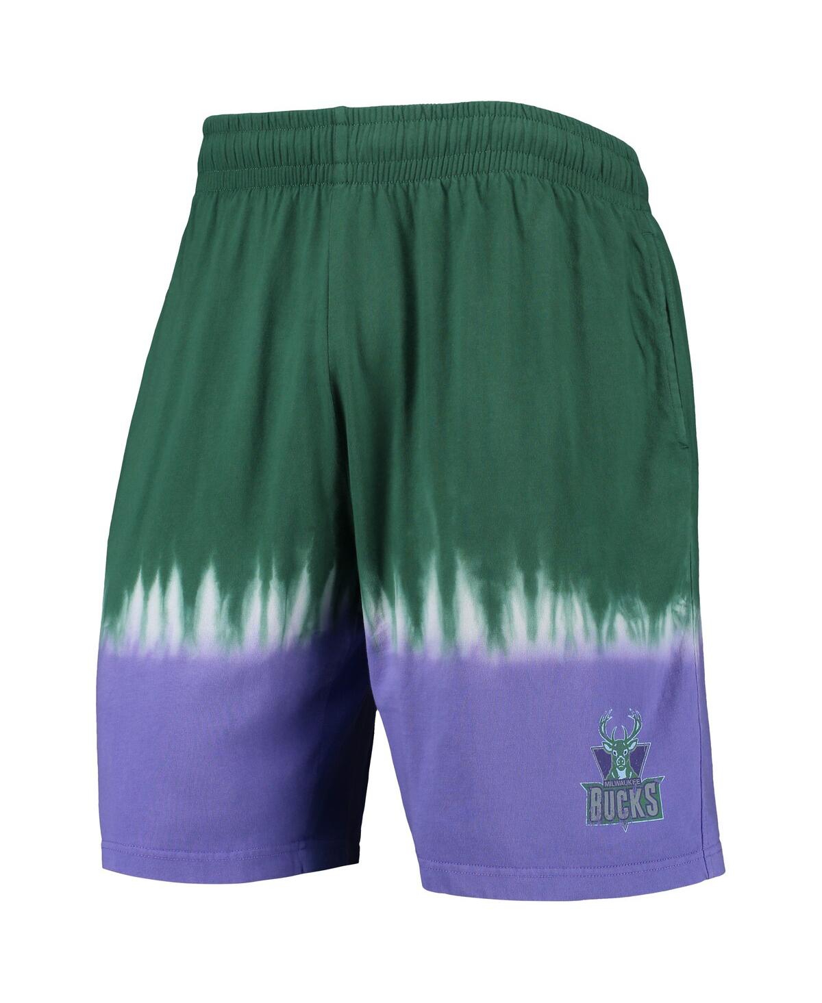 Mitchell & Ness Men's  Green And Purple Milwaukee Bucks Hardwood Classic Authentic Shorts In Green,purple