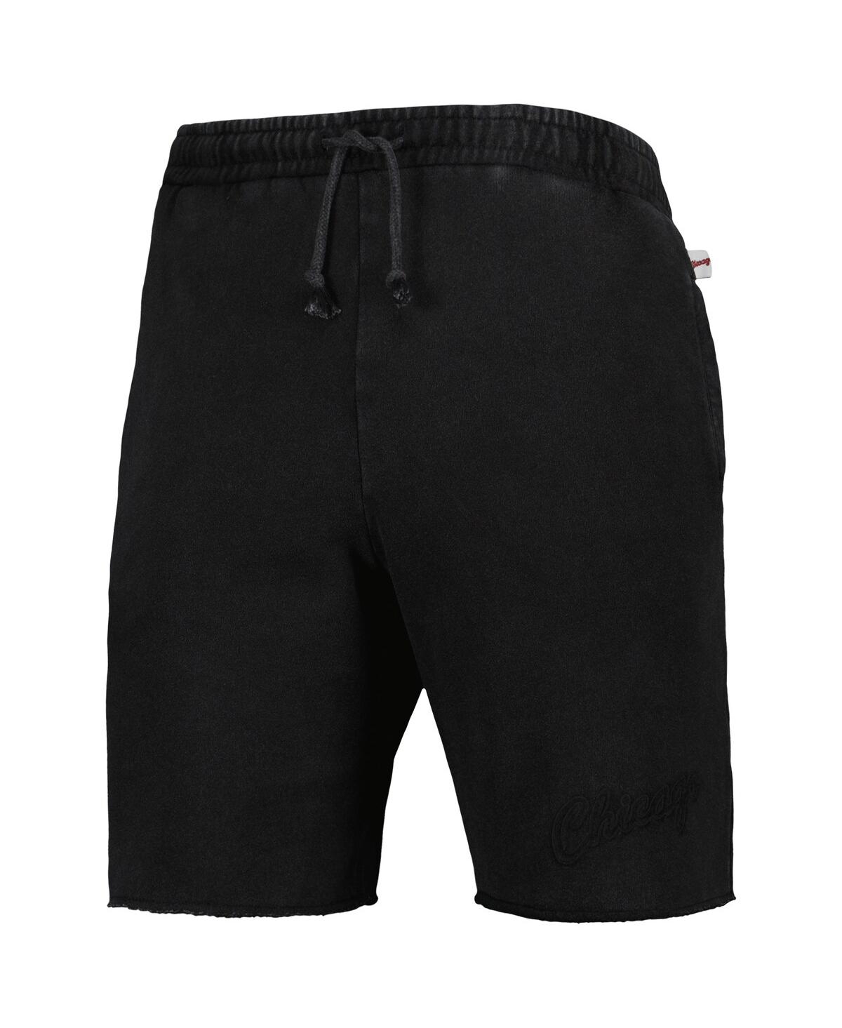 Mitchell & Ness Men's  Black Chicago Bulls French Terry Tonal Fleece Shorts In Black