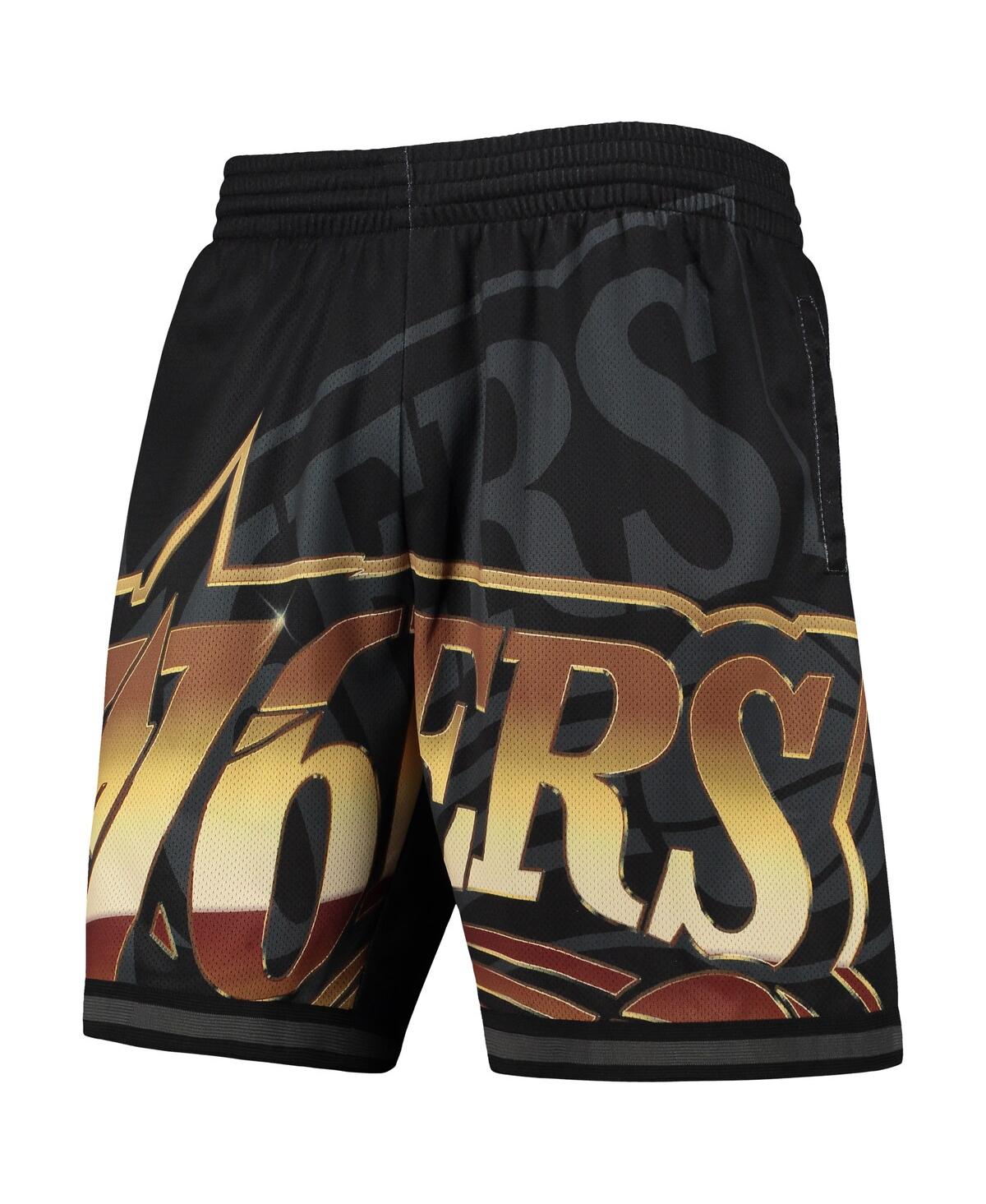 Mitchell & Ness Men's  Black Philadelphia 76ers Big Face 4.0 Fashion Shorts In Black