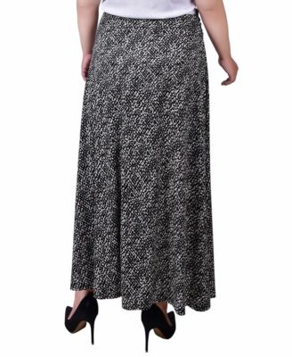 Plus Size Maxi A-Line Skirt with Front Faux Belt