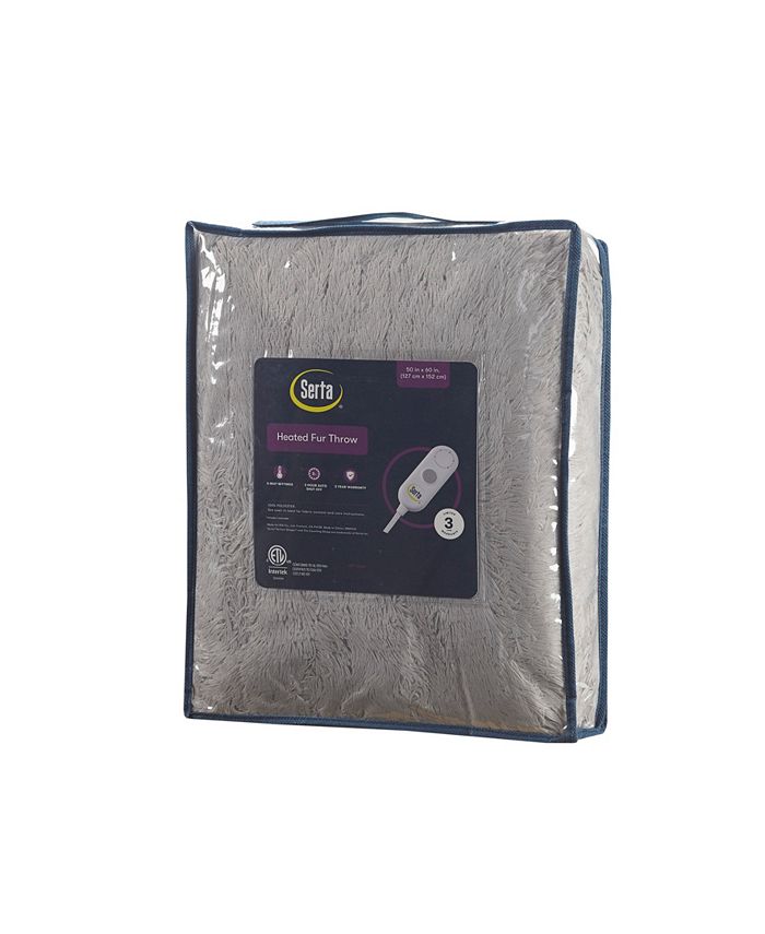 Serta Shaggy Electric FauxFur Throw, 50" x 60" Macy's