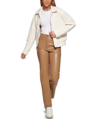 Women's Faux Leather Lightweight Bomber Jacket